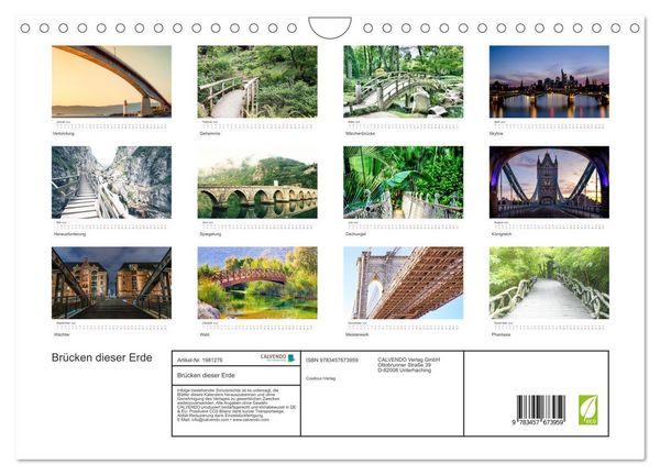 Produktbild: Br&uuml;cken dieser Erde (Wandkalender 2026 DIN A4 quer), CALVENDO Monatskalender