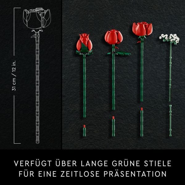 Produktbild: LEGO Botanicals 10328 Rosenstrau&szlig;, Kunstblumen Set mit k&uuml;nstlichen Rosen