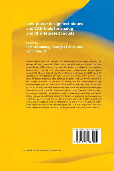 Produktbild: Low-Power Design Techniques and CAD Tools for Analog and RF Integrated Circuits