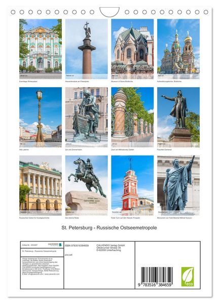 Produktbild: St. Petersburg - Russische Ostseemetropole (Wandkalender 2026 DIN A4 hoch), CALVENDO Monatskalender