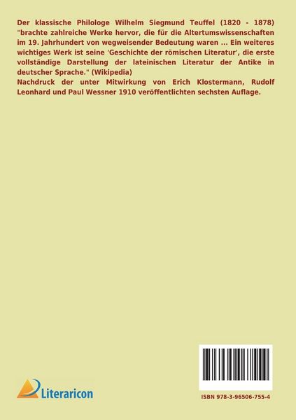 Produktbild: Geschichte der r&ouml;mischen Literatur