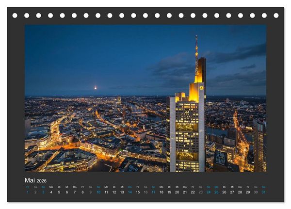 Produktbild: FRANKFURT - Nachtlichter 2026 (Tischkalender 2026 DIN A5 quer), CALVENDO Monatskalender
