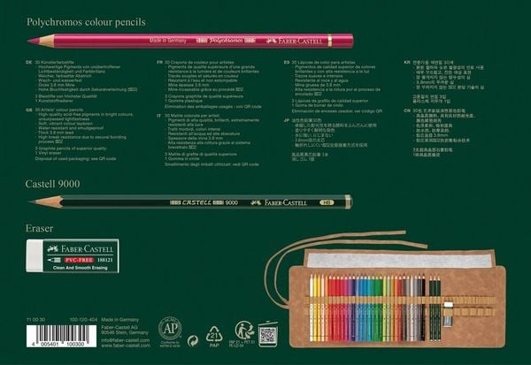 Produktbild: Faber-Castell K&uuml;nstlerfarbstifte Polychromos, 30er Stifterolle