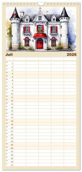 Produktbild: Familienplaner 2026 - M&auml;rchenschl&ouml;sser und Burgen mit 5 Spalten (Wandkalender, 21 x 45 cm) CALVENDO