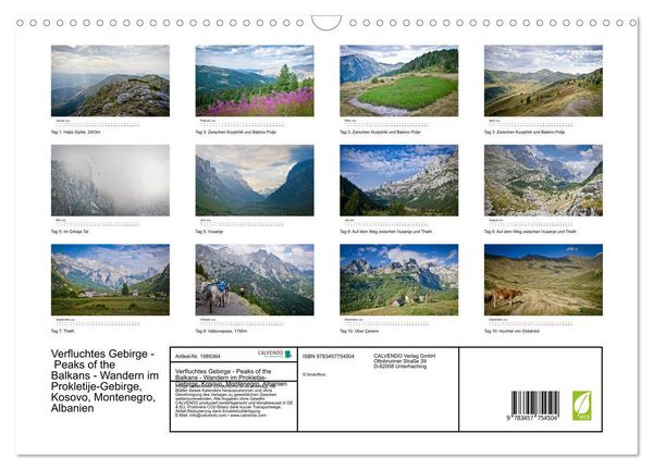 Produktbild: Verfluchtes Gebirge - Peaks of the Balkans - Wandern im Prokletije-Gebirge, Kosovo, Montenegro, Albanien (Wandkalender 2026 DIN A3 quer), CALVENDO Monatskalender