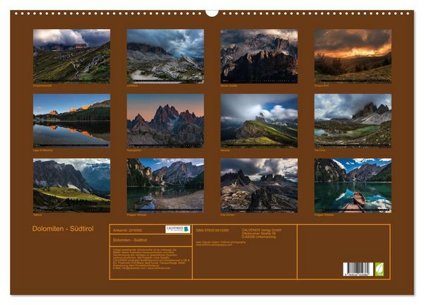 Produktbild: Dolomiten - S&uuml;dtirol (Wandkalender 2026 DIN A2 quer), CALVENDO Monatskalender
