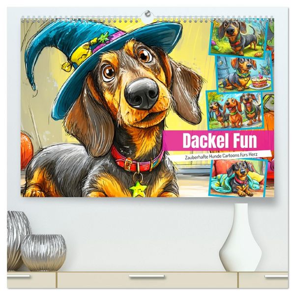 Dackel Fun. Zauberhafte Hunde Cartoons fürs Herz (hochwertiger Premium Wandkalender 2026 DIN A2 quer), Kunstdruck in Hochglanz