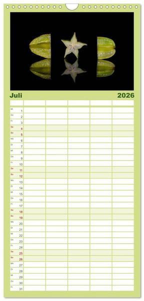 Produktbild: Familienplaner 2026 - Fr&uuml;chte dreigeteilt mit 5 Spalten (Wandkalender, 21 x 45 cm) CALVENDO