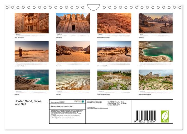 Produktbild: Jordan Sand, Stone and Salt (Wall Calendar 2026 DIN A4 landscape), CALVENDO 12 Month Wall Calendar