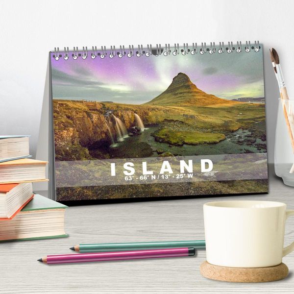 Produktbild: ISLAND 63&deg; - 66&deg; N / 13&deg; - 25&deg; W (Tischkalender 2026 DIN A5 quer), CALVENDO Monatskalender