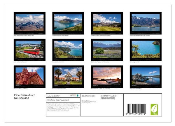 Produktbild: Eine Reise durch Neuseeland (Wandkalender 2026 DIN A4 quer), CALVENDO Monatskalender
