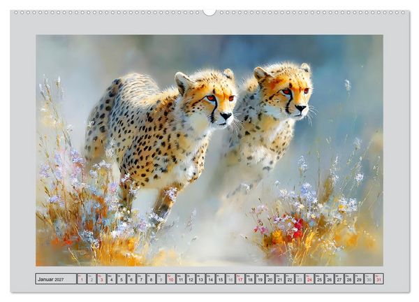 Produktbild: Geparden. Eleganz zwischen Speed und Stille (hochwertiger Premium Wandkalender 2027 DIN A2 quer), Kunstdruck in Hochglanz