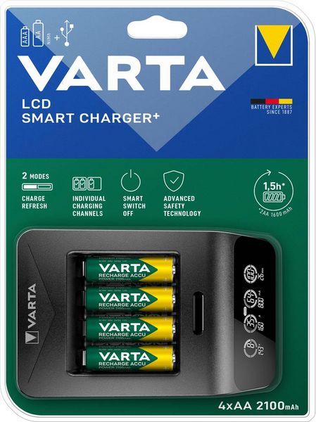Produktbild: Varta LCD Smart Charger+ 4x 56706 Rundzellen-Ladeger&auml;t NiMH Micro (AAA), Mignon (AA)