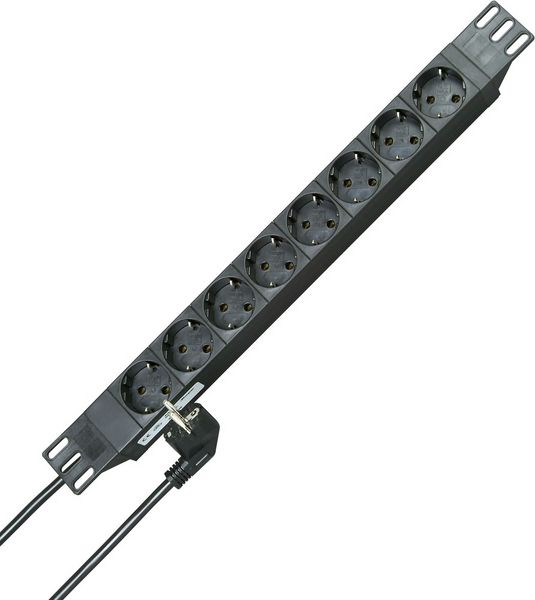 Produktbild: Kopp 930805014 Steckdosenleiste 19 Zoll 8fach Schwarz Schutzkontakt 1St.