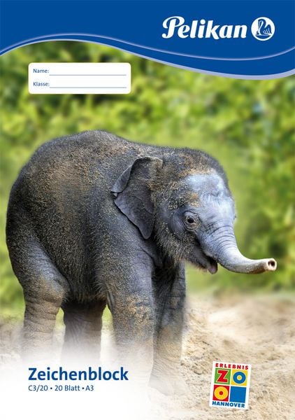 Produktbild: Pelikan Zeichenblock A3 Tiermotiv mit 20 Blatt