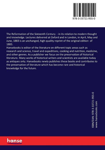 Produktbild: The Reformation of the Sixteenth Century