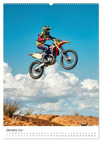 Produktbild: Throttle and thrills - High percentage motocross moments (High Quality Premium Wall Calendar 2027 DIN A2 portrait),CALVENDO 12 Month Wall Calendar