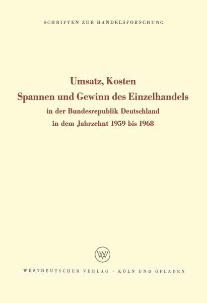 Produktbild: Umsatz, Kosten, Spannen und Gewinn des Einzelhandels