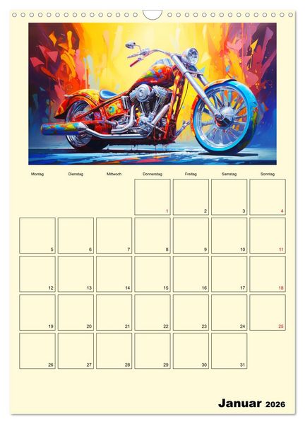 Produktbild: Custom Motorcycle Paintings (Wandkalender 2026 DIN A3 hoch), CALVENDO Monatskalender