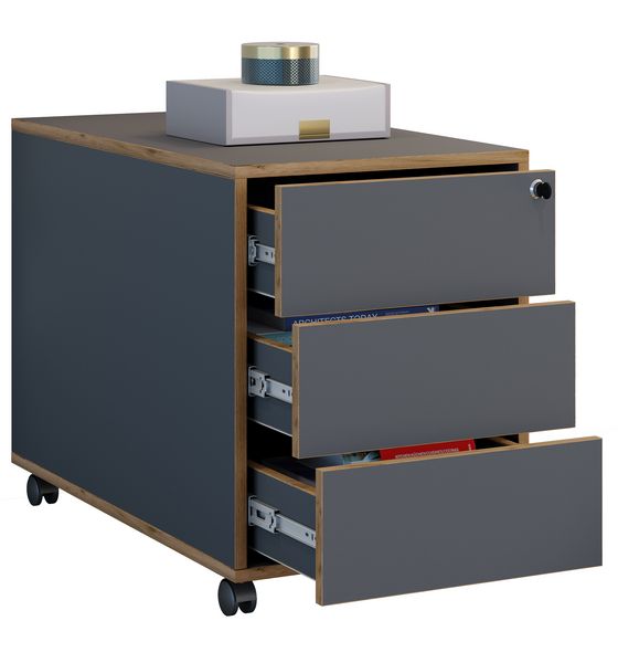 Produktbild: Holz Rollcontainer B&uuml;rocontainer Salia 3 Schublade