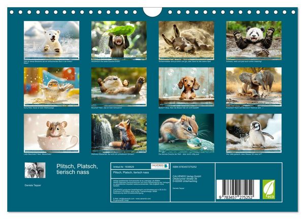 Produktbild: Plitsch, Platsch, tierisch nass (Wandkalender 2026 DIN A4 quer), CALVENDO Monatskalender