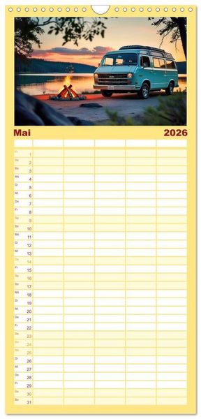 Produktbild: Familienplaner 2026 - Vanlife - Caravan Abenteuer mit 5 Spalten (Wandkalender, 21 x 45 cm) CALVENDO
