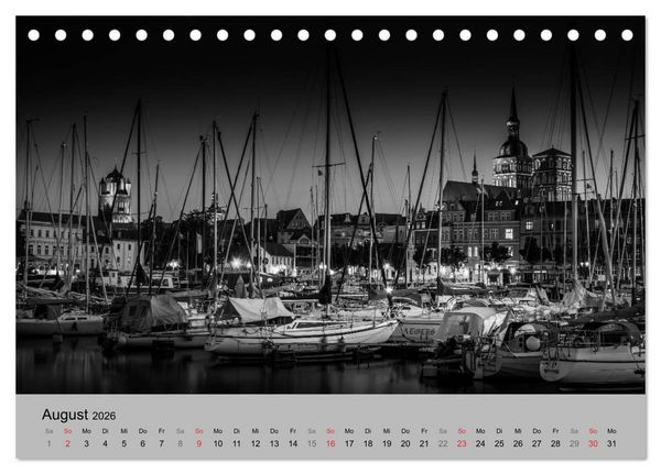 Produktbild: Hansestadt Stralsund bei Nacht (mit GPS-Koordinaten) (Tischkalender 2026 DIN A5 quer), CALVENDO Monatskalender