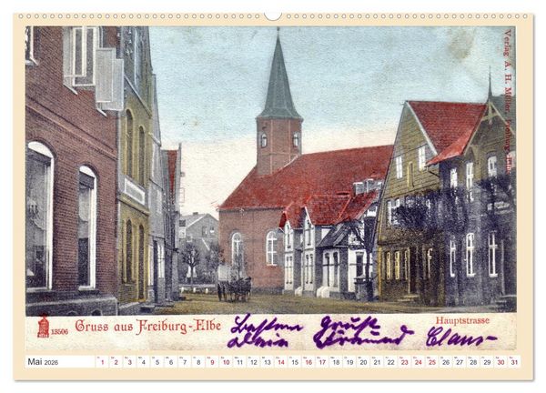 Produktbild: Gru&szlig; aus Freiburg an der Elbe (hochwertiger Premium Wandkalender 2026 DIN A2 quer), Kunstdruck in Hochglanz