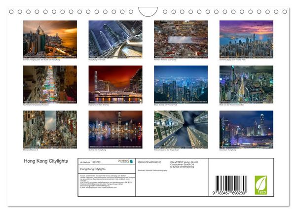 Produktbild: Hong Kong Citylights (Wandkalender 2026 DIN A4 quer), CALVENDO Monatskalender