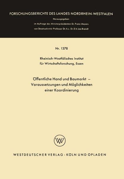 Produktbild: &Ouml;ffentliche Hand und Baumarkt - Voraussetzungen und M&ouml;glichkeiten einer Koordinierung