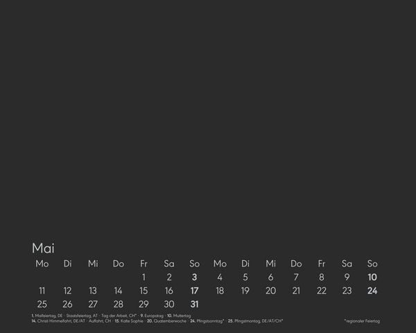 Produktbild: Kreativ-Kalender Tischaufsteller quer schwarz 2026 - Kreativ-Kalender - DIY-Kalender - Kalender zum Basteln - Tischkalender - 20x16