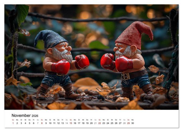 Produktbild: Sportliche Gartenzwerge (hochwertiger Premium Wandkalender 2026 DIN A2 quer), Kunstdruck in Hochglanz