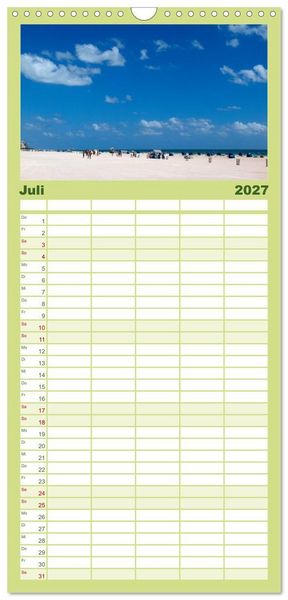 Produktbild: Familienplaner 2027 - Sonne, Strand & Meer mit 5 Spalten (Wandkalender, 21 x 45 cm) CALVENDO