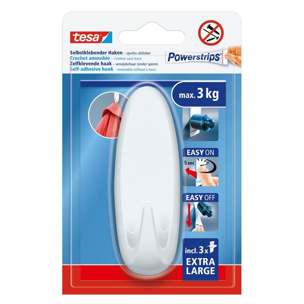 TESA Powerstrips Haken XL, weiss oval
