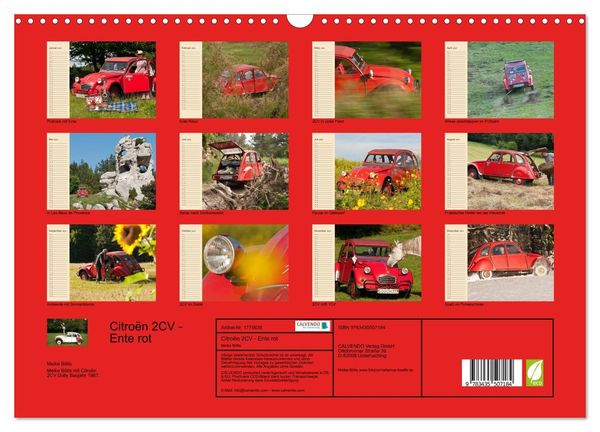 Produktbild: Citro&euml;n 2CV - Ente rot (Wandkalender 2025 DIN A3 quer), CALVENDO Monatskalender