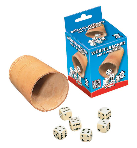Produktbild: W&uuml;rfelbecher (8.4 cm) mit 6 W&uuml;rfeln (Spiel)