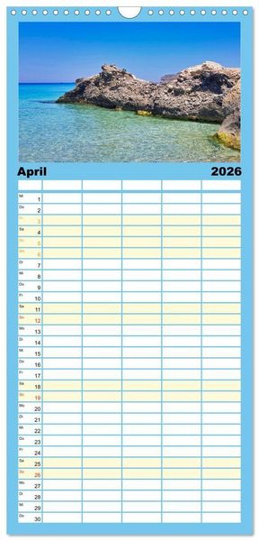 Produktbild: Familienplaner 2026 - Kretas Wilder Westen mit 5 Spalten (Wandkalender, 21 x 45 cm) CALVENDO