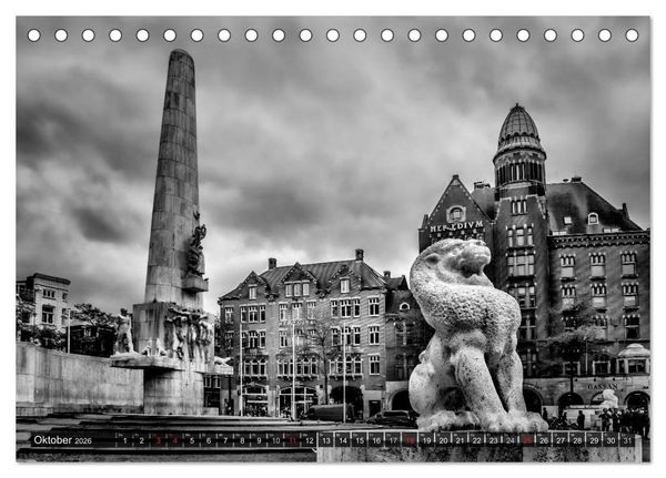 Produktbild: AMSTERDAM Stadtherz in Monochrom (Tischkalender 2026 DIN A5 quer), CALVENDO Monatskalender