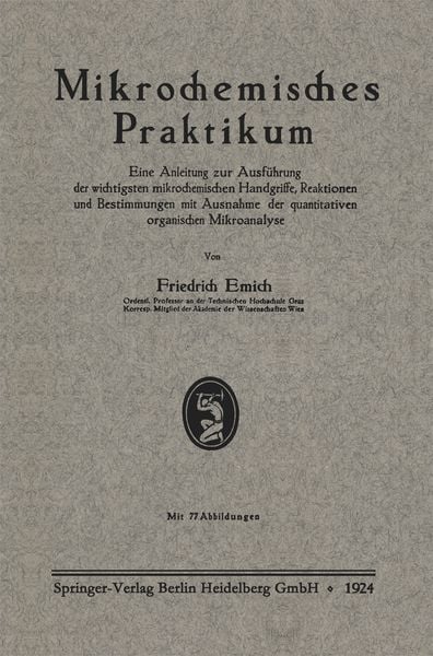 Mikrochemisches Praktikum, Taschenbuch von Friedrich Emich, Bergmann, J F, 9783662298022