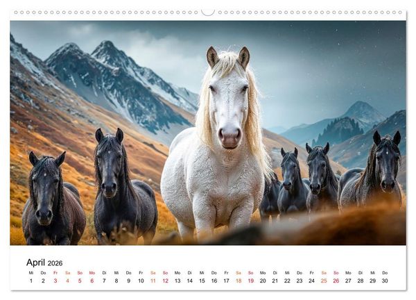 Produktbild: Islandpferde - Freiheit im Blick (hochwertiger Premium Wandkalender 2026 DIN A2 quer), Kunstdruck in Hochglanz