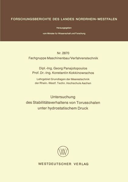 Produktbild: Untersuchung des Stabilit&auml;tsverhaltens von Torusschalen unter hydrostatischem Druck