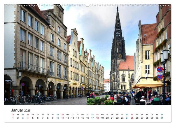 Produktbild: M&uuml;nster - die liebenswerte Fahrradstadt (Wandkalender 2026 DIN A2 quer), CALVENDO Monatskalender
