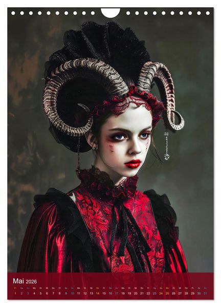 Produktbild: Teuflische Gothics - Gothic, Girls und H&ouml;rner (Wandkalender 2026 DIN A4 hoch), CALVENDO Monatskalender