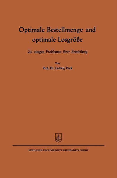 Produktbild: Optimale Bestellmenge und optimale Losgr&ouml;&szlig;e