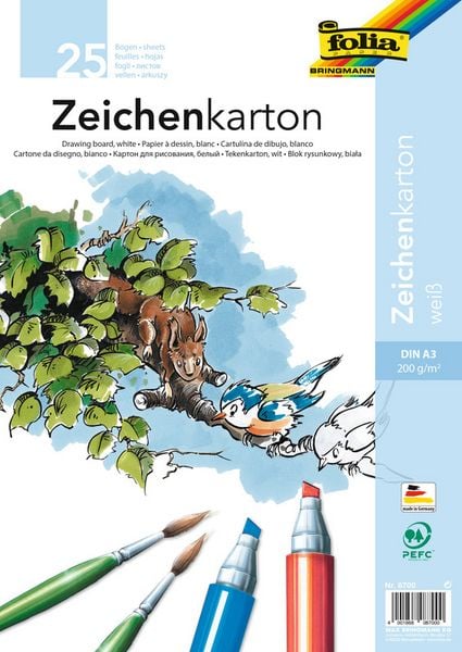 Produktbild: Zeichenkarton A3 weiss 200g 25