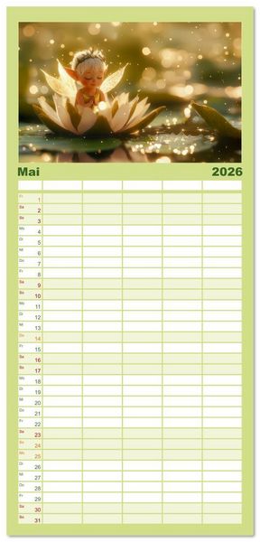 Produktbild: Familienplaner 2026 - Niedliche Naturwesen mit 5 Spalten (Wandkalender, 21 x 45 cm) CALVENDO
