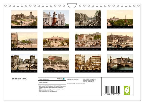 Produktbild: Berlin um 1900 (Wandkalender 2026 DIN A4 quer), CALVENDO Monatskalender