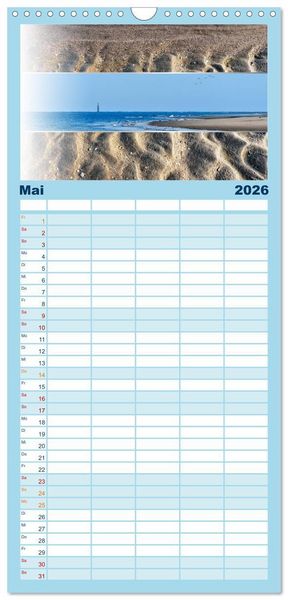 Produktbild: Familienplaner 2026 - K&uuml;stenstreifen an der Nordsee mit 5 Spalten (Wandkalender, 21 x 45 cm) CALVENDO