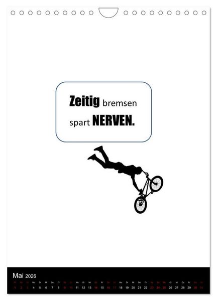 Produktbild: Markante, freche Spr&uuml;che rund ums Radfahren (Wandkalender 2026 DIN A4 hoch), CALVENDO Monatskalender
