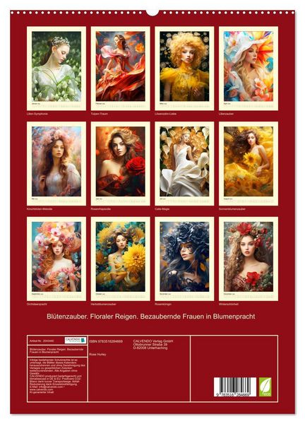 Produktbild: Bl&uuml;tenzauber. Floraler Reigen. Bezaubernde Frauen in Blumenpracht (hochwertiger Premium Wandkalender 2026 DIN A2 hoch), Kunstdruck in Hochglanz